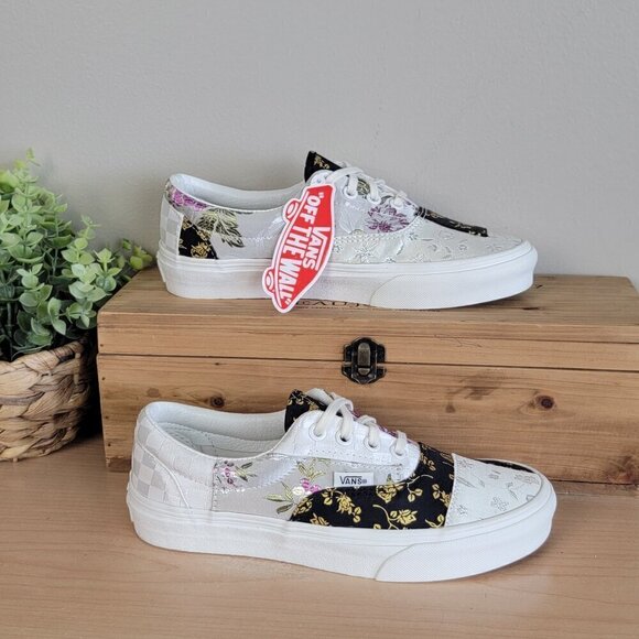 Vans 6 NEW Era Brocade Patchwork Satin Floral Low Top Lace Up Sneakers Shoes - Picture 1 of 16